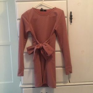 Long sleeve dusty rose sweater dress
